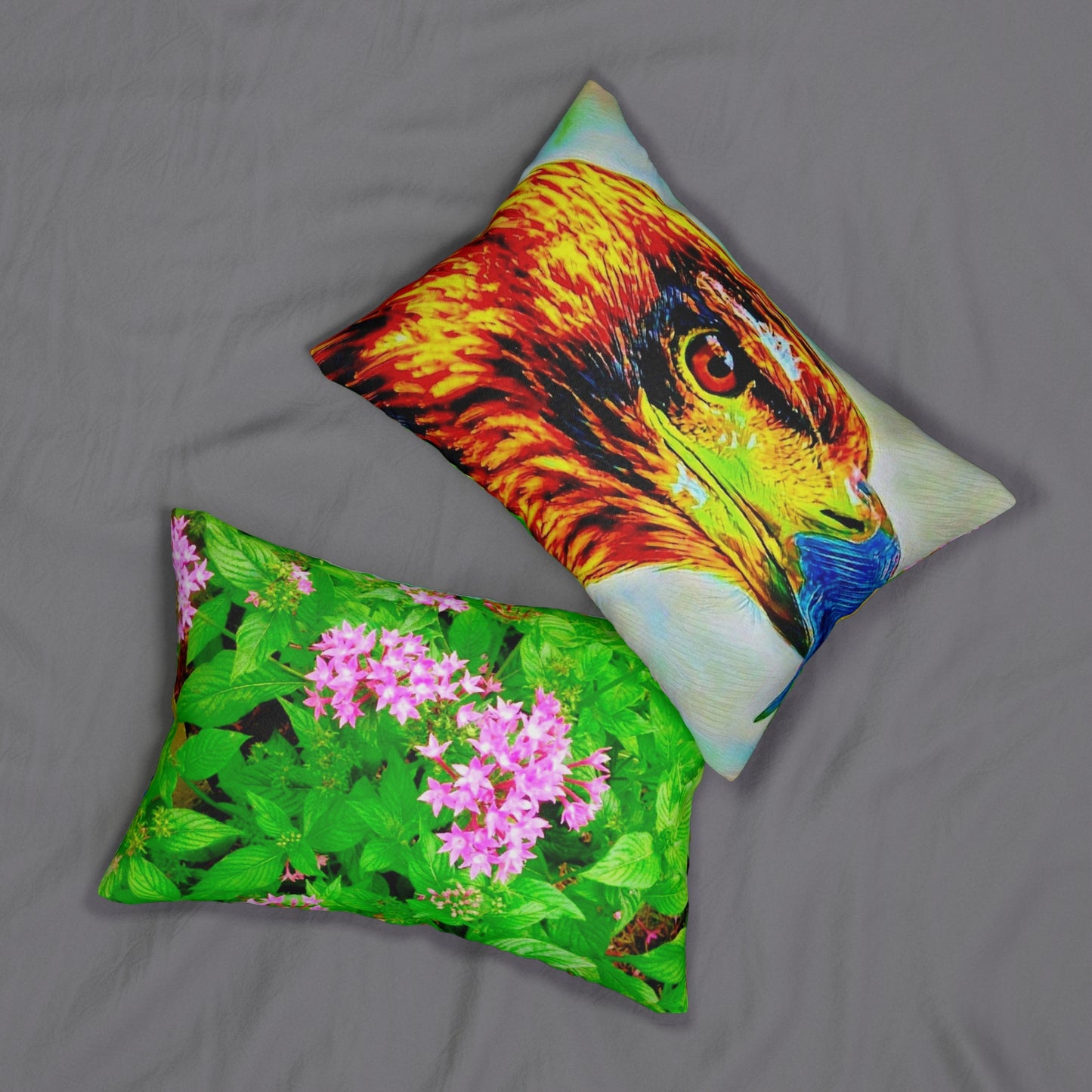 Bird And Nature Spun Polyester Lumbar Pillow