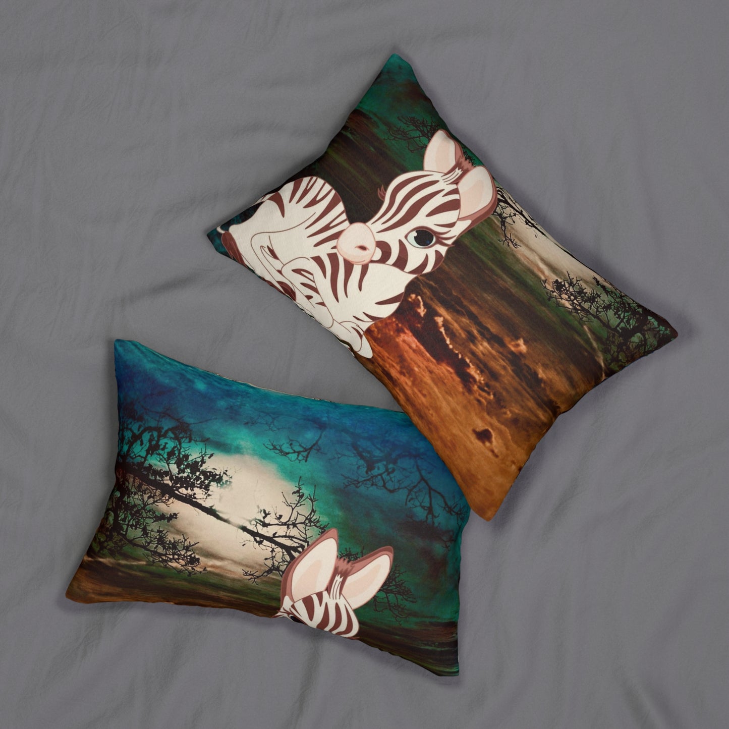 Bird And Nature Spun Polyester Lumbar Pillow